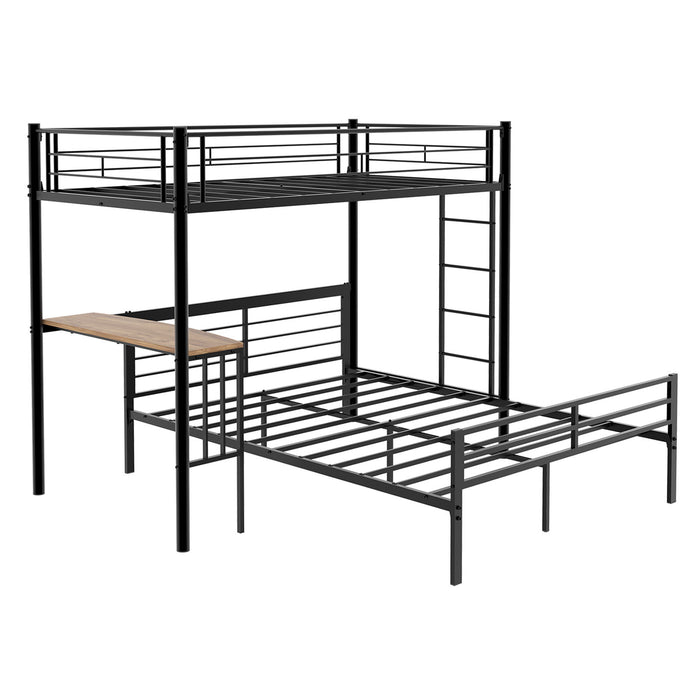 Bunk Bed With Built In Desk & Guardrail Frame Home Essentials