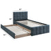Contemporary Style Bed With Trundle Upholstered Headboard And Footboard Grid Pattern Home Essentials