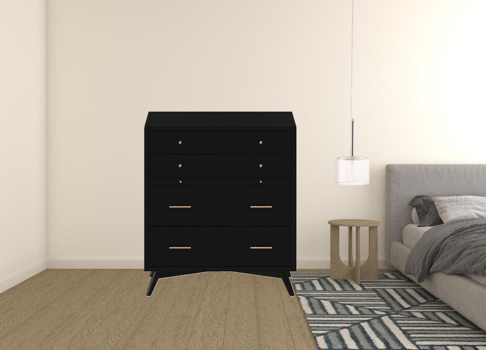 Solid Wood Four Drawer Chest - Black