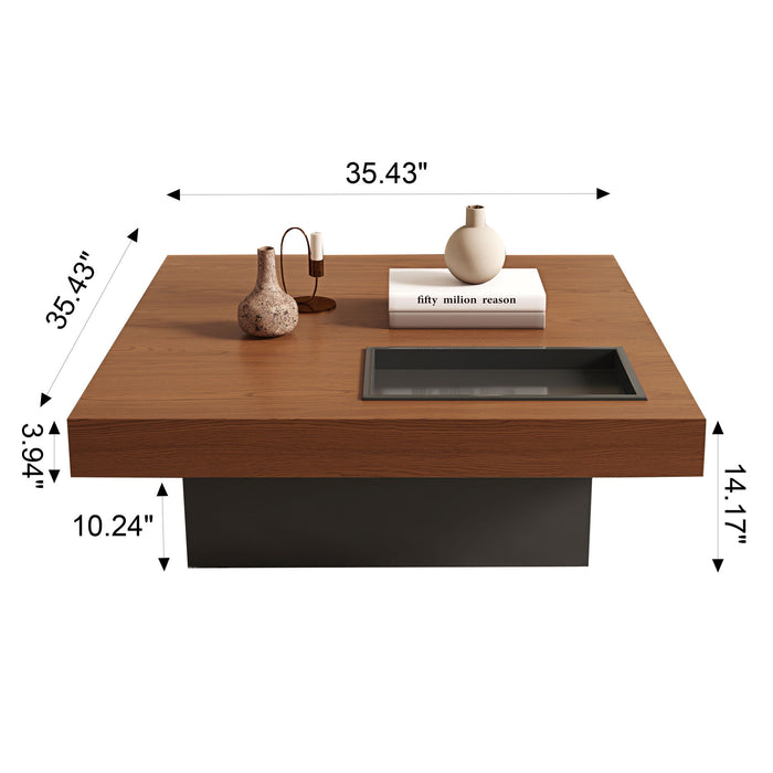 Square Floating Coffee Table For Living Room - Dark Walnut Home Essentials