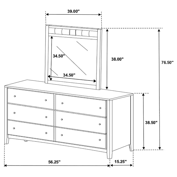 Lakewood - 6 Drawer Dresser With Mirror - Cappuccino Furniture Max