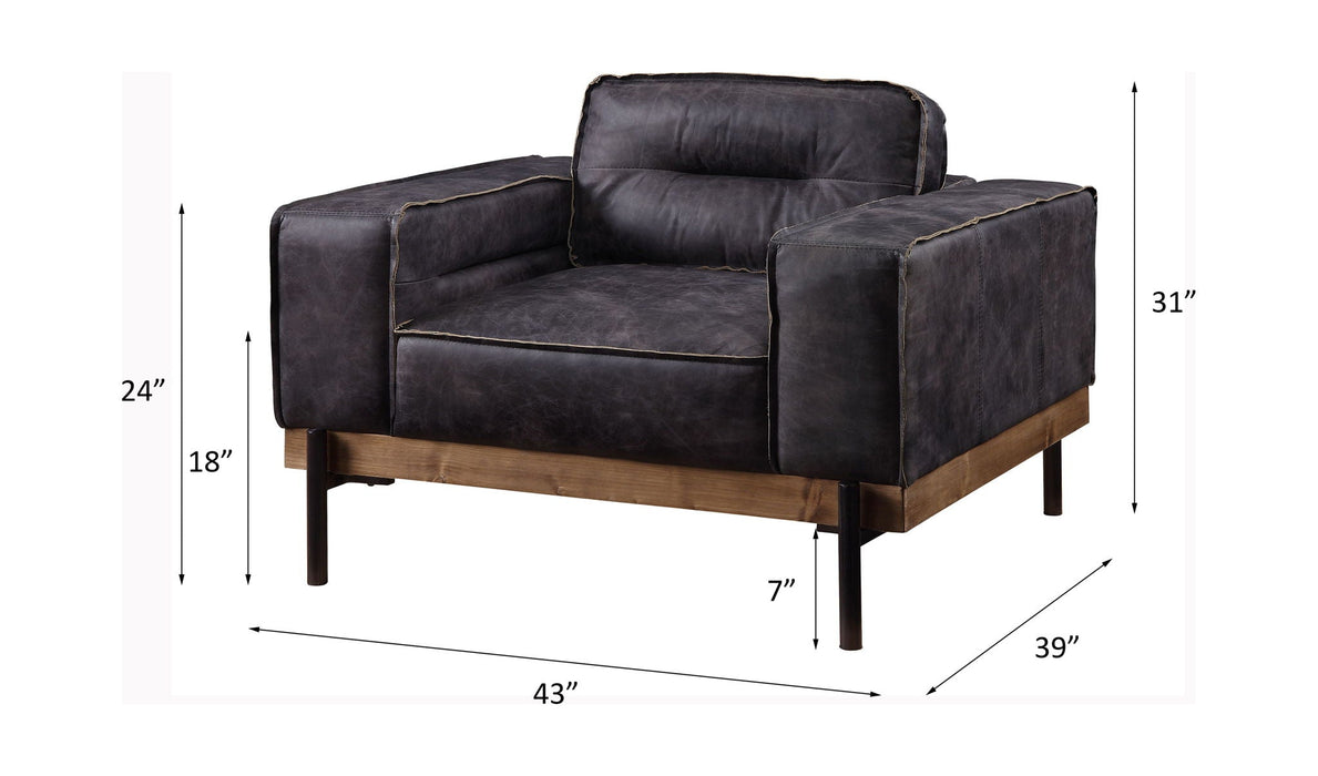 Silchester - Chair - Antique Ebony Top Grain Leather ACME