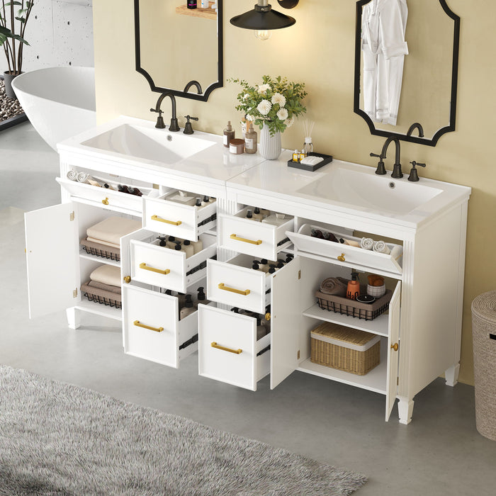 2 Piece Freestanding Bathroom Vanity Set With Sink Top, Reversible Dual Layout Noble House