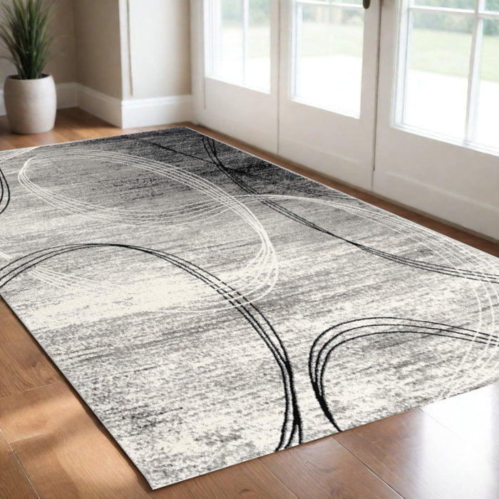 3' x 5' Abstract Power Loom Polypropylene Area Rug - Gray