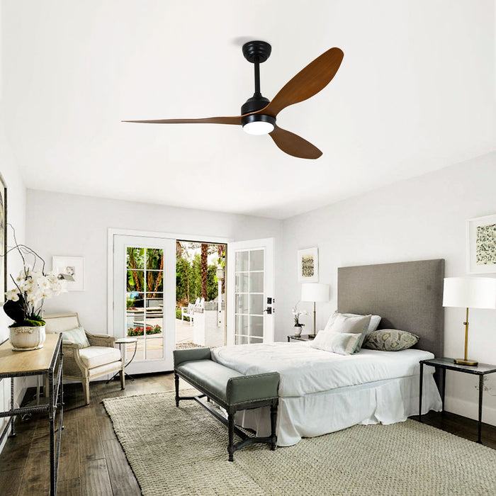 Ceiling Fan With Lights Quiet DC Motor 3 Blade Ceiling Fans 6 Speed Levels, Reversible Ceiling Fan - Matte Black / Wood Daily Nest