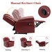 Home Theater Seating Manual Recliner Chair With Center Console And LED Light Strip For Living Room - Red Hearth and Haven