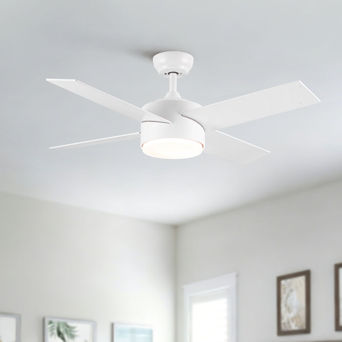 Ceiling Fan With Remote Control, Reversible DC Motor, 6 Speeds, 3 Dimmable LED, Quiet Timer For Indoor - White Daily Nest