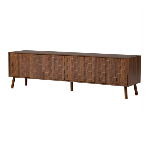 TV Stand With Soft Closing Hinges And Cable Management - Walnut Hearth and Haven