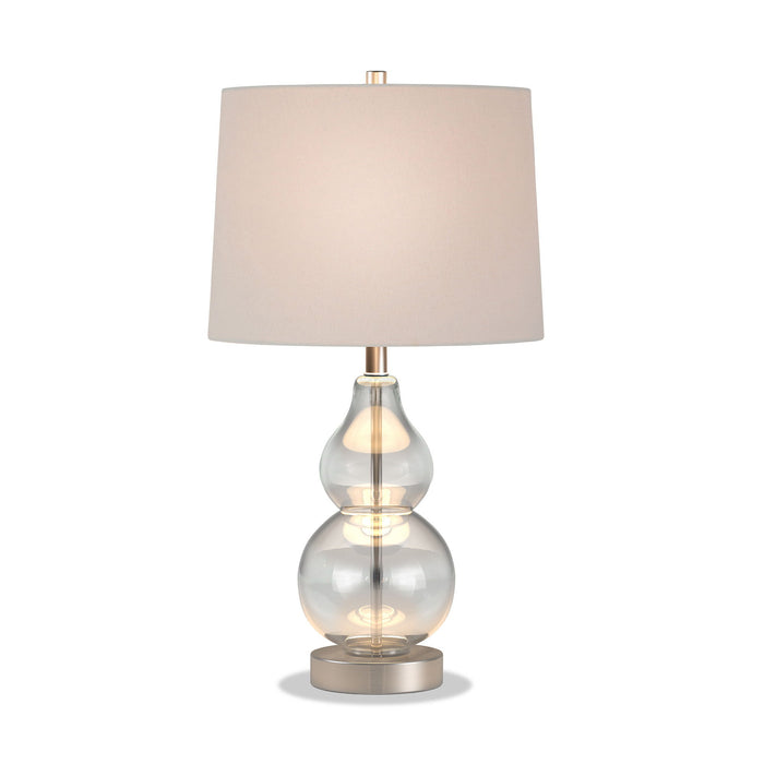 Glass Gourd Table Lamp With Drum Shade - Clear White
