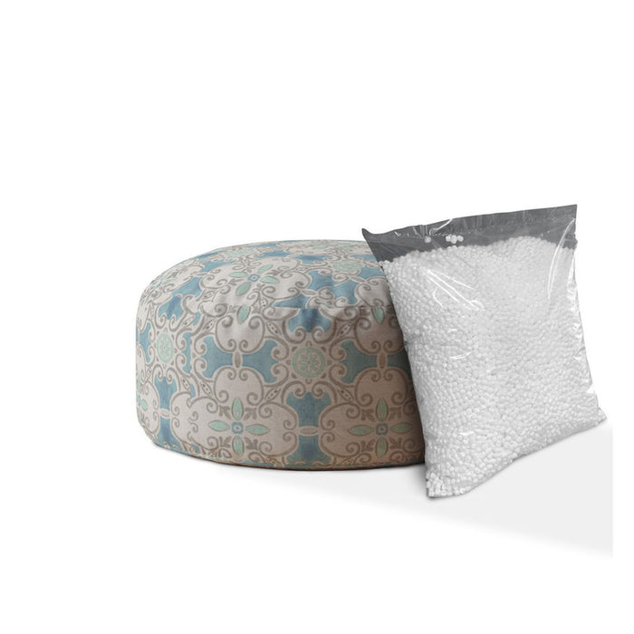 Cotton Round Ikat Pouf Cover - Blue