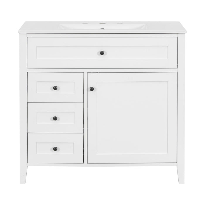 Bathroom Vanity With Sink, 3 Drawers & Cabinet With Adjustable Shelves Hearth and Haven
