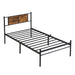 ModerMetal Bedframe With Wood Panel Headboard Home Essentials