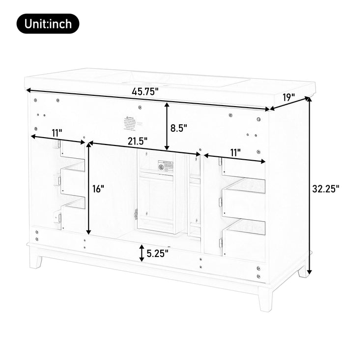 Bathroom Vanity Cabinet Only, 6 Soft Close Drawers & Double Doors - White Noble House