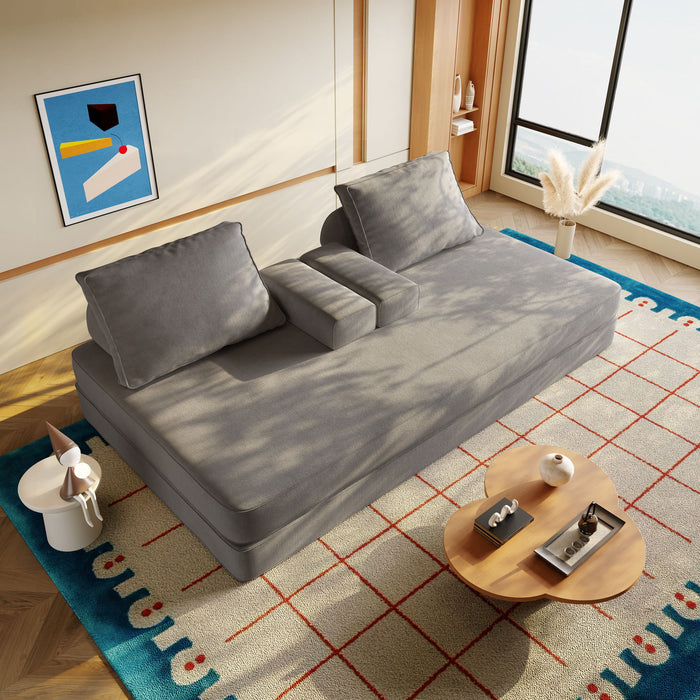Multifunctional Convertible Sofa Bed With 2 Tumbler Backrests And 2 Pillows, Deep Seat Couch Home Essentials