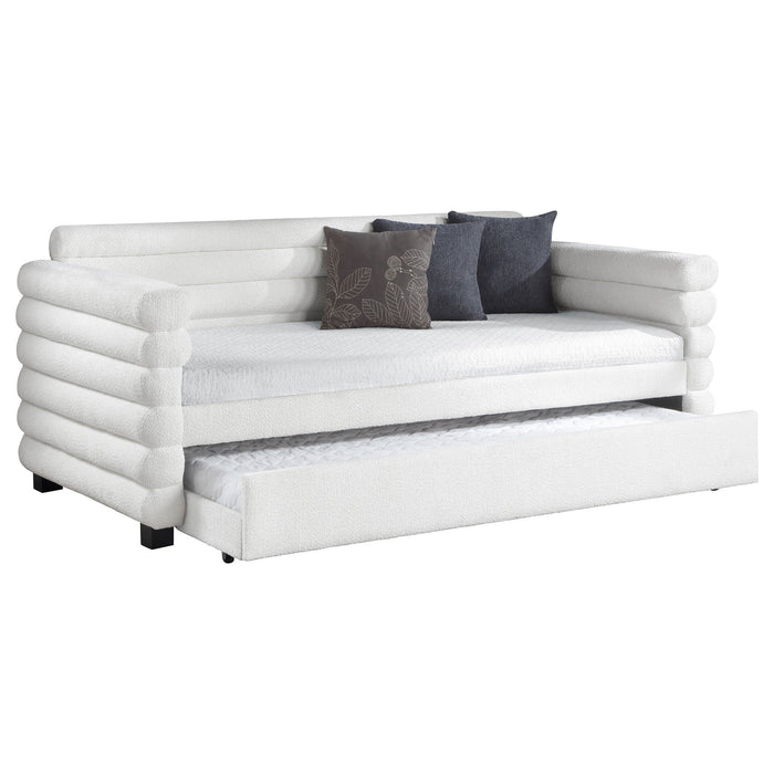 Fandango - Upholstered Twin Day Bed With Trundle - White Furniture Max