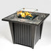 Morden Steel Fire Pit Table With Marble Tile Tabletop, Glass Wind Guard And Lid Patioseek