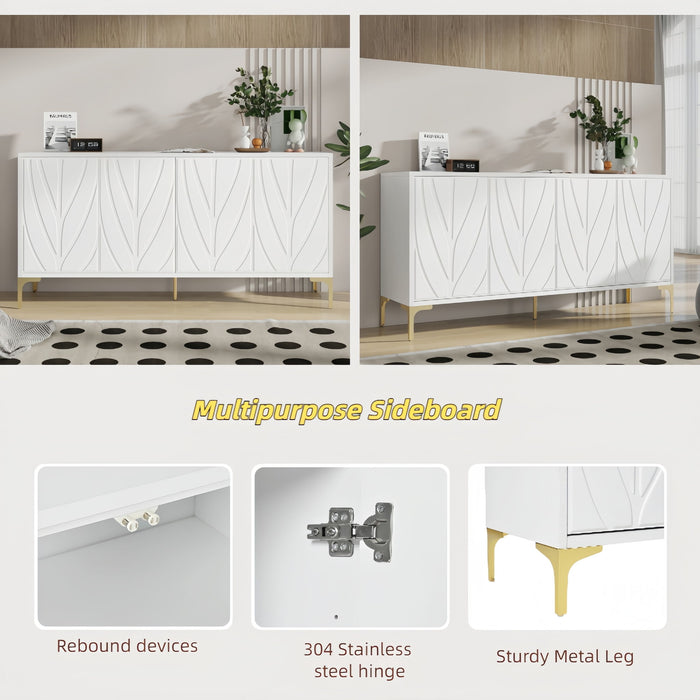 Modern Sideboard Buffet Cabinet With Handleless Press To Open Design With 4 Doors