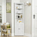 Tall Corner Storage Cabinet With 2 Doors, 5-Tier With Adjustable Shelve, Freestanding - White Home Essentials