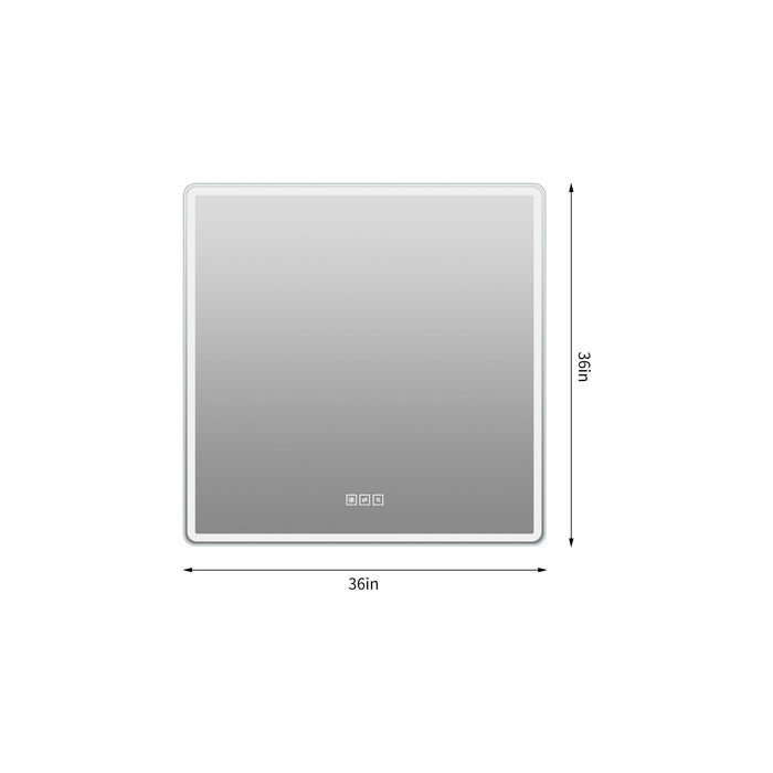 36 X 36 LED Bathroom Mirror With Dimmable Frosted Light Band, 3 Color Temperatures, Anti Fog, Memory & Auto Off - Silver Daily Nest