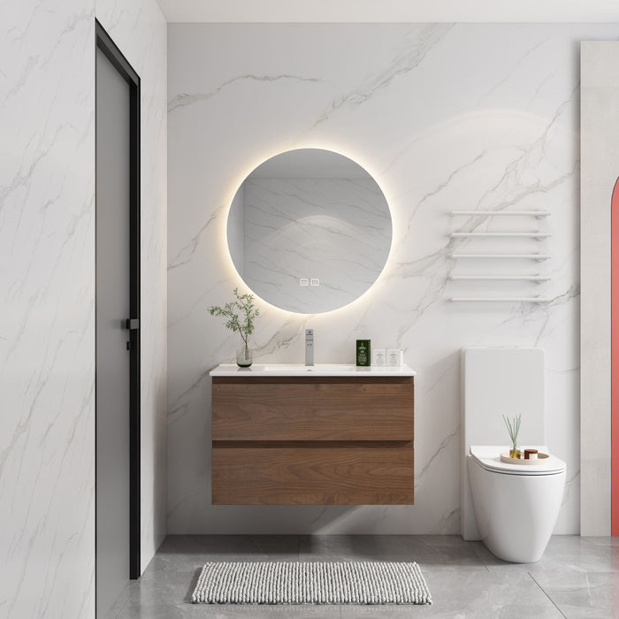 Wall Mounted Bathroom Vanity & Sink, 2 Soft Close Drawers Home Essentials