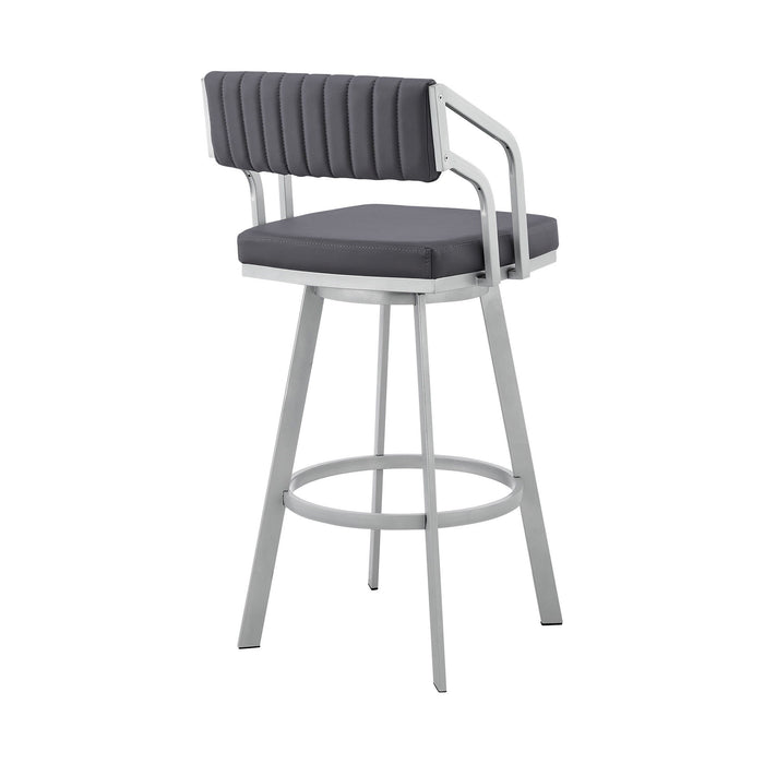 Swivel Low Back Bar Height Bar Chair - Slate Gray / Silver