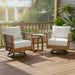 2 Swivel Chairs With Slat Top X Stretcher Side Table - Acacia Wood / Beige Noble House