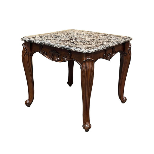 Nayla - End Table - Natural Marble Top & Cherry ACME