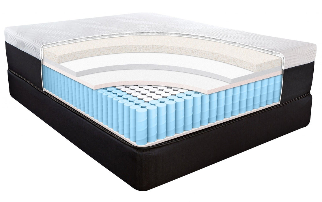 14" King Hybrid Lux Memory Foam And Wrapped Coil Mattress - White / Black