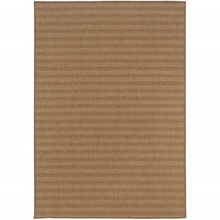 7' X 10' Striped Stain Resistant Indoor / Outdoor Area Rug - Tan