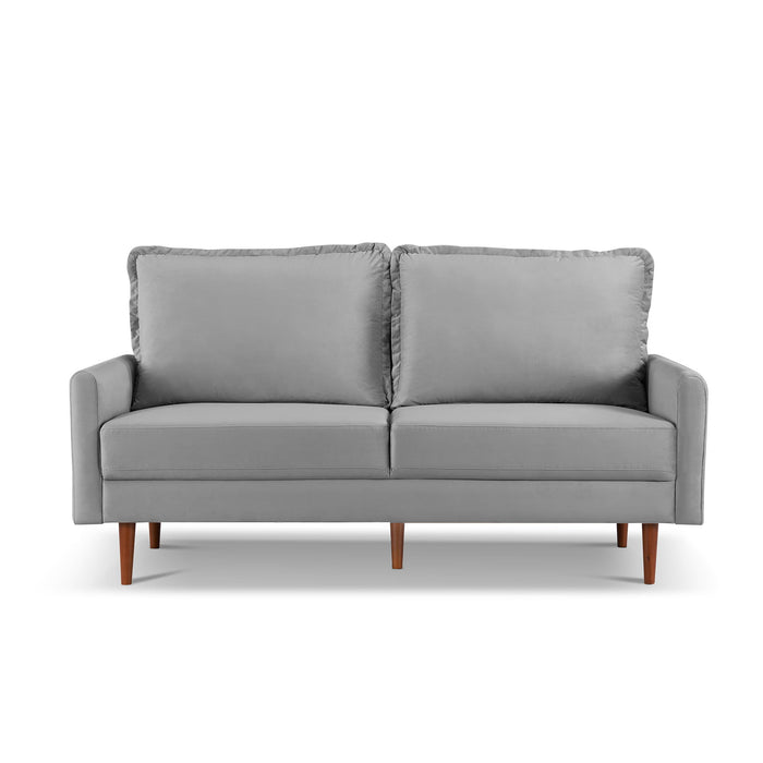 Sofa Velvet With Dark Brown Legs - Gray