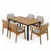 7 Piece Outdoor Patio Dining Set With & 6 Arm Chairs Noble House