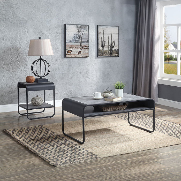 Raziela - Coffee Table - Concrete Gray & Black ACME