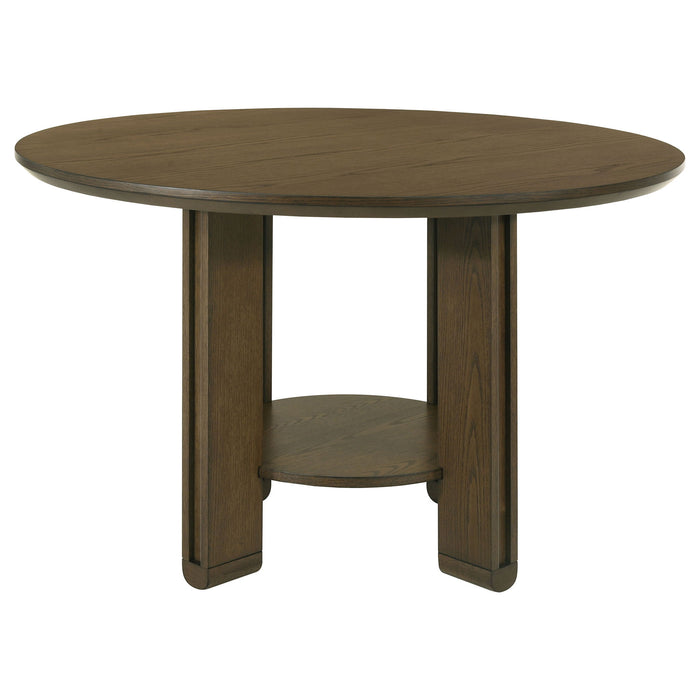 Crispin - Round Dining Table With Shelf - Brown Furniture Max
