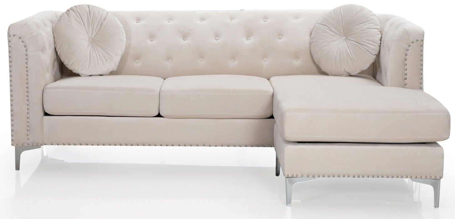 Glory Furniture Pompano Sofa Chaise (3 Boxes), Ivory