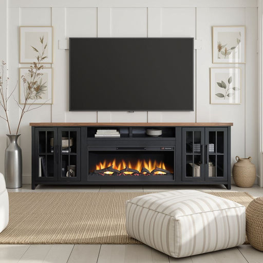 Fireplace TV Stand Console For TVs Up To 100" - Black / Whiskey Home Essentials