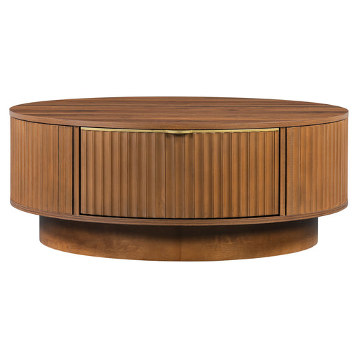 Farmhouse Round Coffee Table With Storage Drawer Hearth and Haven