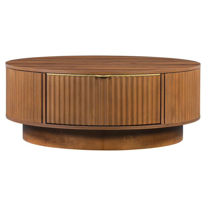 Farmhouse Round Coffee Table With Storage Drawer Hearth and Haven