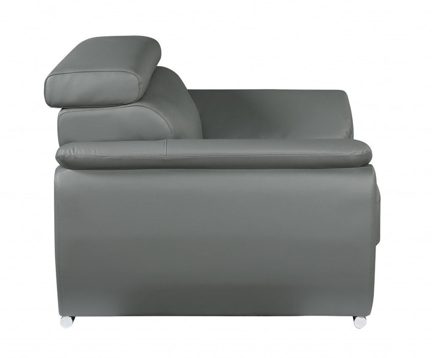 Leather Sofa - Gray / Silver