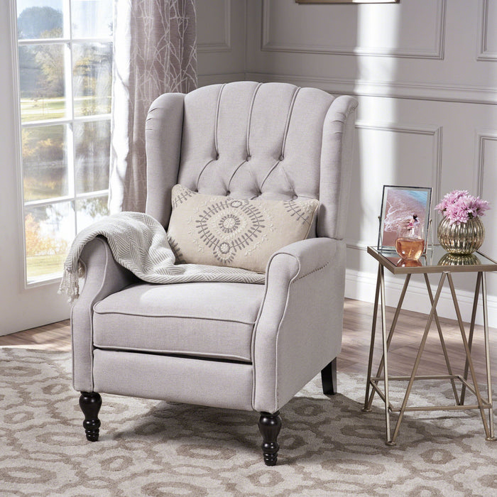 Armchair Recliner With Pushback Mechanism And Wingback Design Noble House