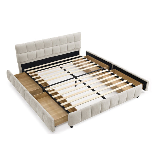 Modern Platform Bed Frame With Thick Fabric Home Essentials