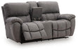 Bakerstein - Power Recline Loveseat/Console/Adjustable Headrest - Galaxy Signature Design by Ashley®