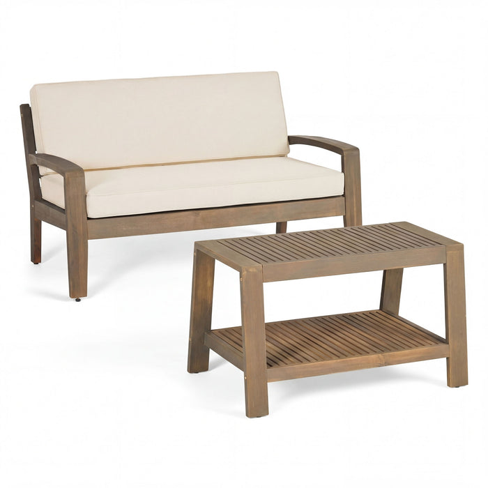 2 Piece Conversation Set, Loveseat & Coffee Table Noble House