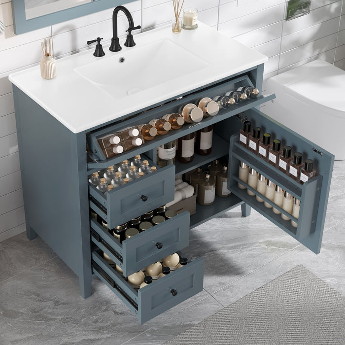 Bathroom Vanity With Sink, 3 Drawers & Cabinet With Adjustable Shelves Hearth and Haven