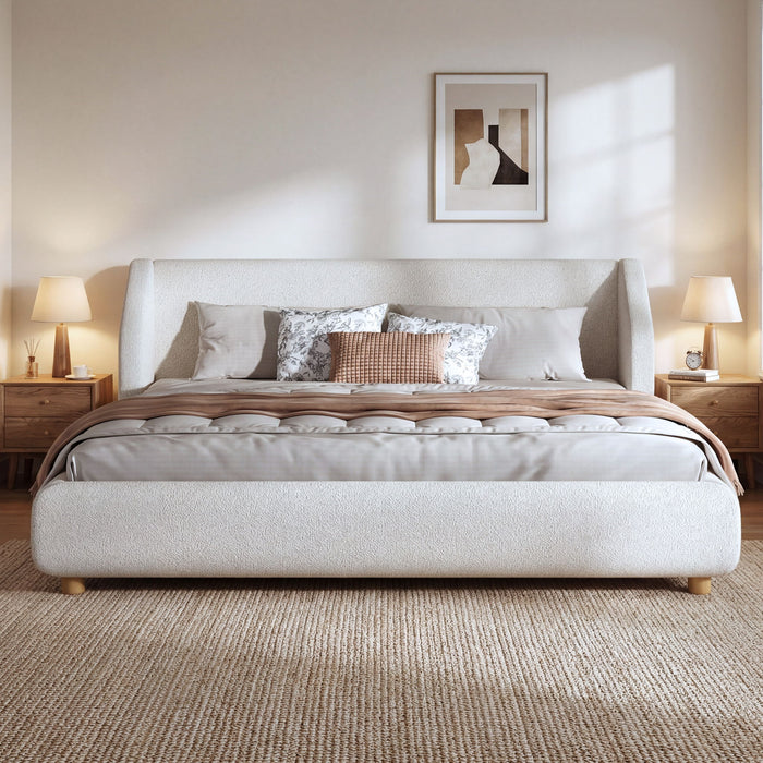 Modern Upholstered Bed Frame With Wingback Headboard Artistry At Home