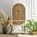 Arched Flower Carved Door Accent Sideboard Cabinet With 1 Drawer And Shelf, Cabinet For Kitchen - Natural / White Home Essentials