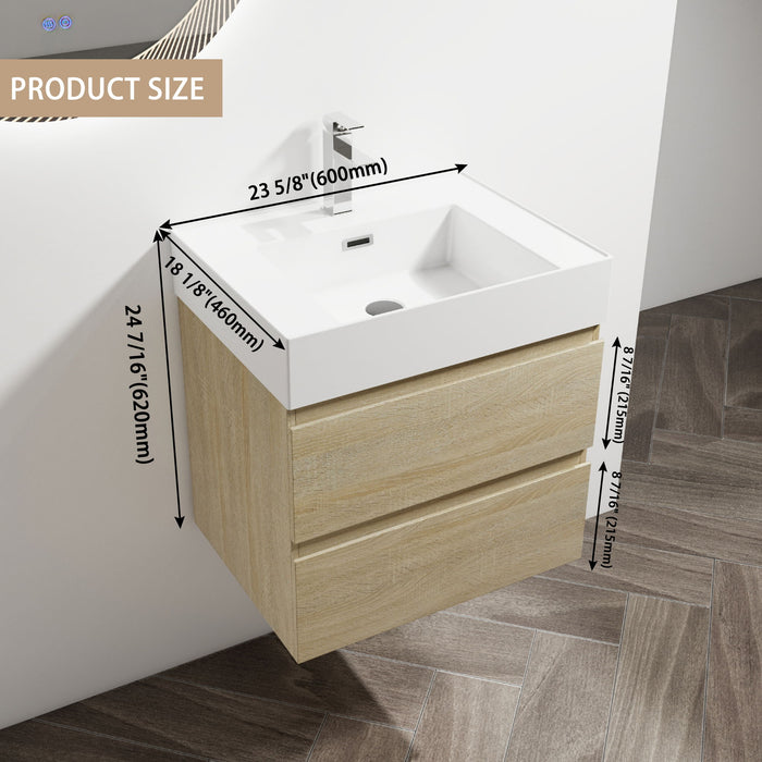Wall Mounted Bathroom Vanity And Sink, 2 Soft Close Drawers Home Essentials