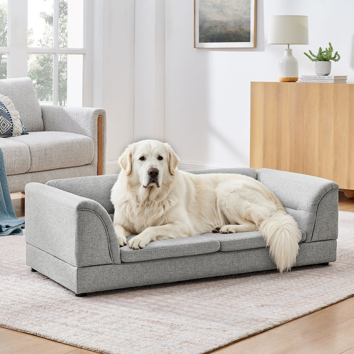 Oversized, Curved Armrest Rectangular Dog Sofa, For Large & Oversized Dogs - Light Gray Daily Nest