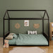 Montessori Style Floor House Shaped Bed With Safety Guardrails Hearth and Haven