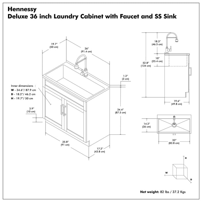 Hennessy - Deluxe Laundry Cabinet With Faucet And Stainless Steel Sink Simpli-Home