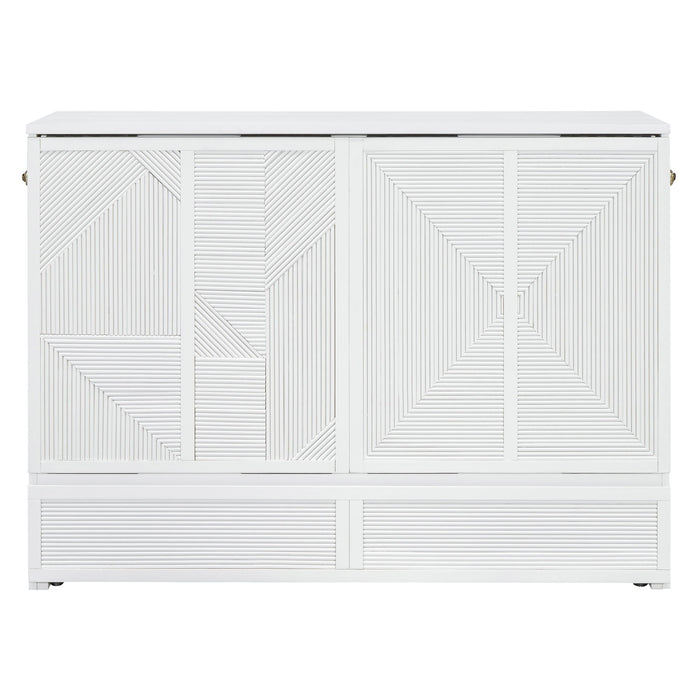 Full Size Murphy Bed With Large Drawer, USB Ports And Outlets - White